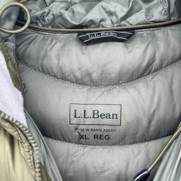 LL BEAN Coat Women XL Ultralight 850 Goose Down Hooded Jacket Parka Puffer Green - Picture 5 of 16
